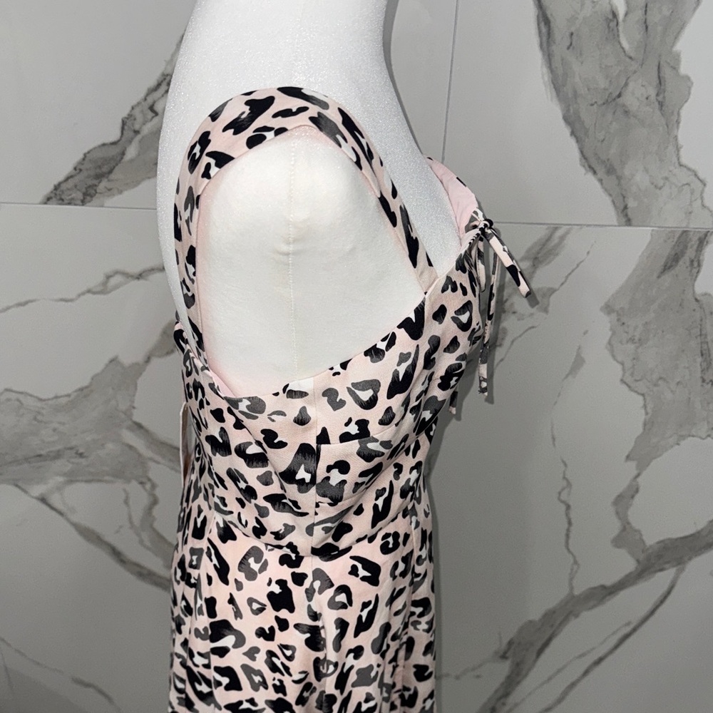 NWT Hutch Linen Pink Black Animal Cheetah Print Sleeveless Midi Dress - Picture 5 of 8